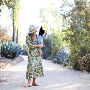 Reformation Mica orange print midi dress